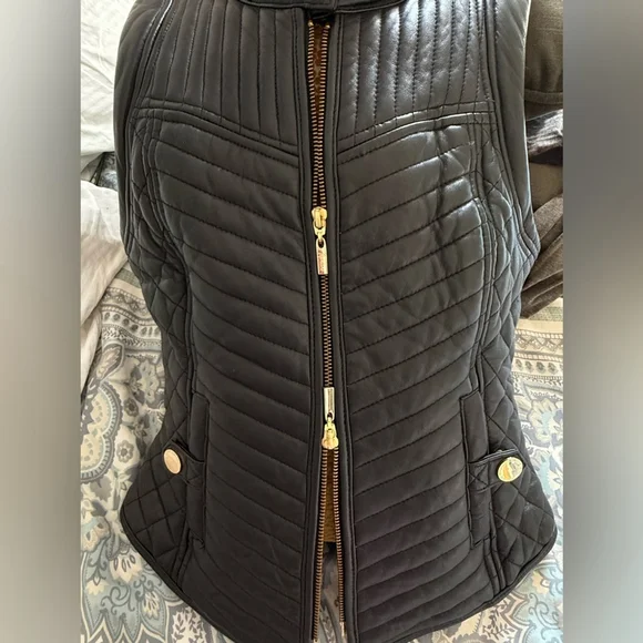 Guess by Marciano Black Leather Moto Vest Size Extra Small XS - Picture 12 of 13